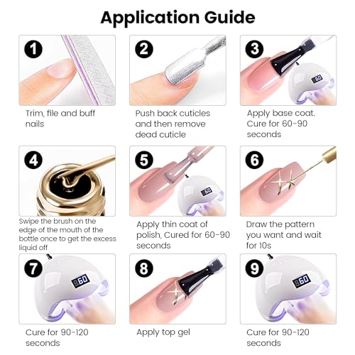 RARJSM Metallic Nail Art Gel Liner Bronze Gold Mirror Chrome 3D Effect Gel Nail Polish 8ml Build in Thin Brush Metal Painted Drawing Striper Painting Gel Polish Soak off Curing Requires for Home Salon