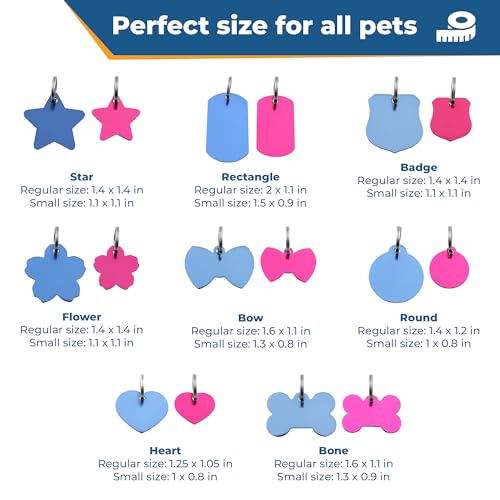 GoTags Dog Tags, Personalized Engraved Dog and Cat ID Tags for Pets, Custom Engraved on Both Sides, Various Shapes Including Bone, Round, Heart, Bow Tie, Star, and Badge (Badge, Small - Pack of 1)