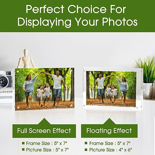 Acrylic Frame, SYNTRIFIC 3.5x5 Inch Acrylic Picture Frame 3 Pack Horizontal Magnet Double Sided Photo Frame with Microfiber Cloth, 10+10MM Thickness Clear Picture Frame Desktop Acrylic Photo Frame