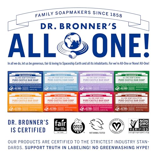 Dr. Bronner's - Pure-Castile Bar Soap (Baby Unscented, 5 ounce) - Made with Organic Oils, For Face, Body and Hair, Gentle for Sensitive Skin and Babies, No Added Fragrance, Biodegradable, Vegan