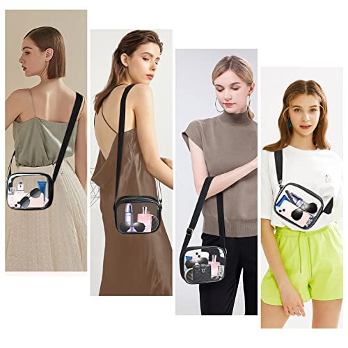 MOMSIV Clear Bag Stadium Approved, Leather Clear Crossbody Bag with Adjustable Strap Clear Stadium Bag for Concerts Sports