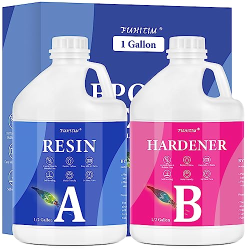 Epoxy Resin 1 Gallon - Crystal Clear Epoxy Resin Kit - Self-Leveling, High-Glossy, No Yellowing, No Bubbles Casting Resin Perfect for Crafts, Table Tops, DIY 1:1 Ratio