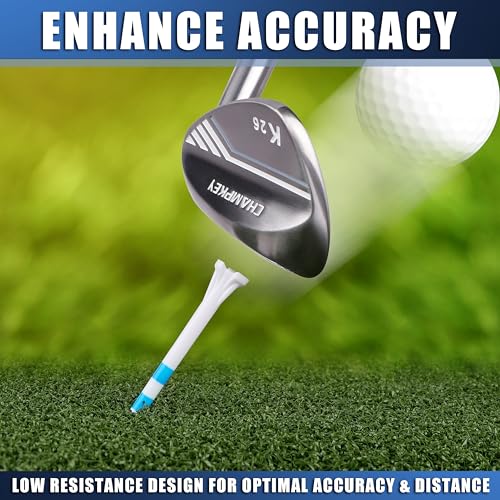 CHAMPKEY Premium 3 Prongs Plastic Golf Tees 50 Pack / 100 Pack | 85 Driver Tees with 15 Iron/Hybrid Tees Mixed Pack | Low Friction and Resistance Golf Plastic Tees (50 Pack, 3-1/4")