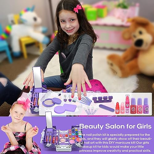 Kids Makeup Kit for Girl - 59 PCS Real and Safe Make up for Kids Girls, Washable Little Girls Makeup, Princess Toy Makeup Kit for Children, Girls Toys Age 4-12, Birthday for Girls