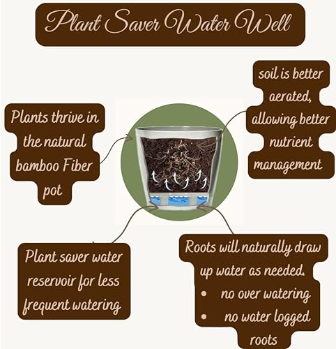 16 Inch Self-Watering Bamboo Planter (Black) - Rectangular - Bamboo Fiber - No Overwatering or Root Rot