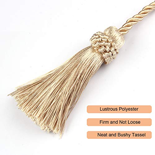 Fenghuangwu Curtain Tiebacks Handmade Decorative Curtain Holdbacks Rope with Tassel (White, 4P)