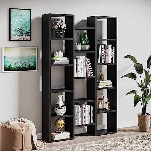 LIEELE Tree 14 Cube Bookshelf Bookcase,Black