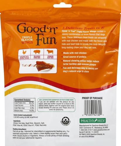 Good 'N' Fun Triple Flavor Wings, Made With Real Meat, Treats for Dogs, 12 oz