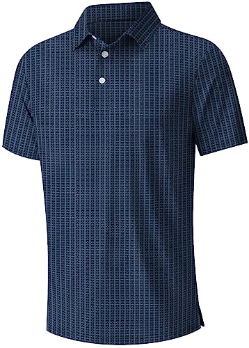 NITAGUT Golf Shirts for Men Short Sleeve Dry Fit Print Performance Moisture Wicking Polo Shirt Tree Flamingo, XX-Large
