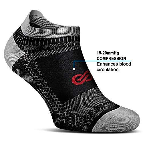 PAPLUS Low Cut Compression Socks for Men and Women, No Show Ankle Running Socks with Arch Support for Plantar Fasciitis, Cyling, Athletic, Flight, Travel, Nurses