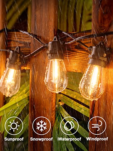 addlon 150FT(3-Pack*50FT) LED Outdoor String Lights with Edison Shatterproof Bulbs, Heavy-Duty and Weatherproof Strand, Commercial Grade Patio Lights, Decorative for Garden or Patio, Black