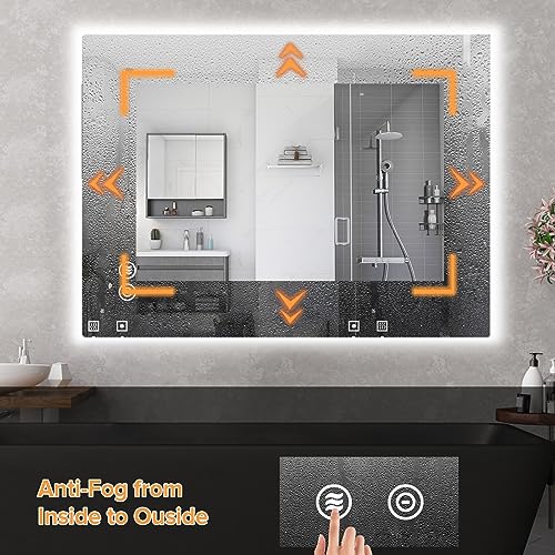 LED Bathroom Mirror 20 x 28 Inch Mirror with Light for Bathroom Backlit Wall Mounted Anti-Fog Lighted Mirror with 3000K/4500K/6000K Backlit Lighted Mordern Makeup Mirror (Horizontal/Vertical)