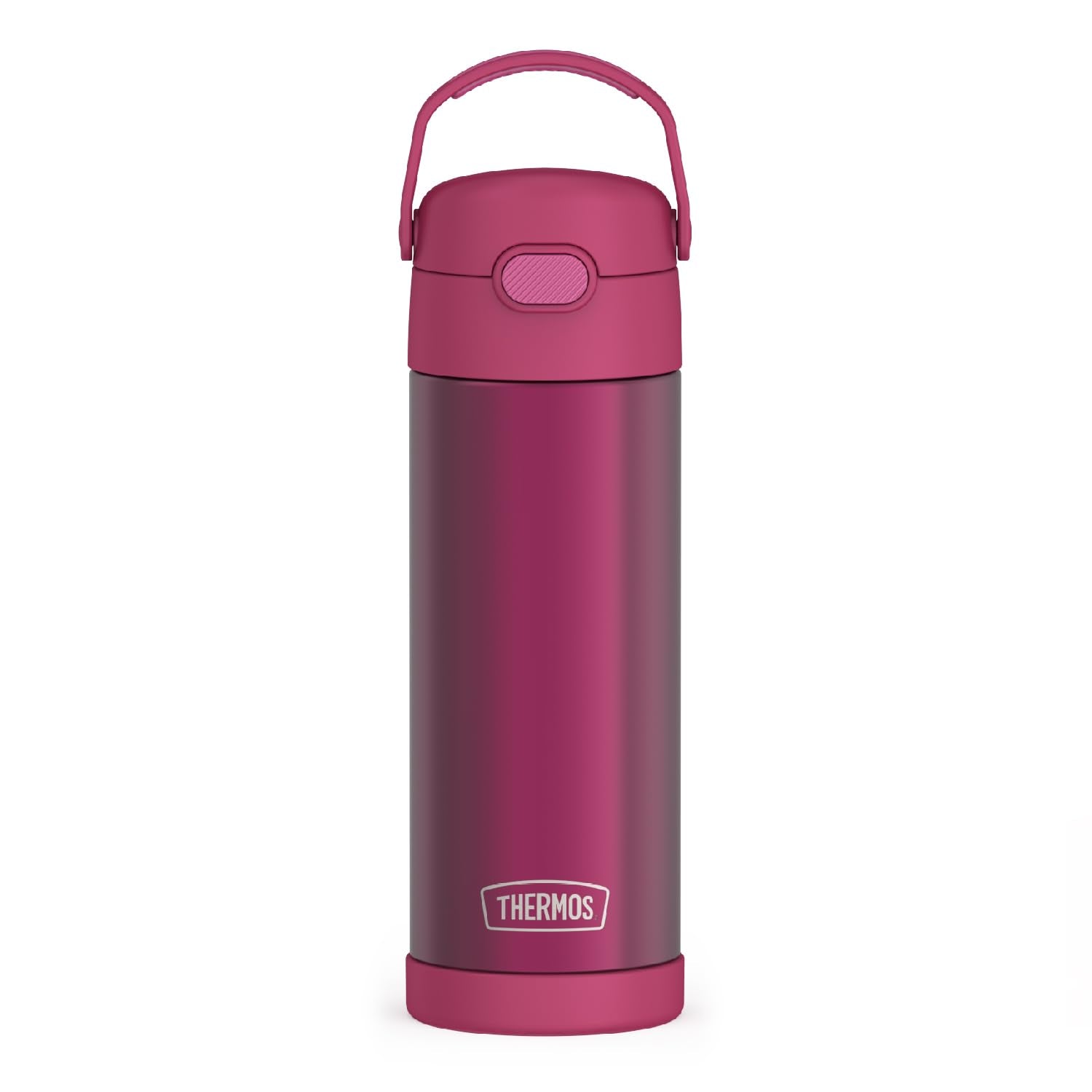 THERMOS FUNTAINER 16 Ounce Stainless Steel Vacuum Insulated Bottle with Wide Spout Lid, Dark Pink