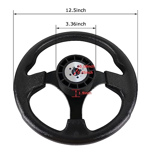 MOTAFAR 12.4" Boat Steering Wheel with 3/4“ Tapered Shaft, Anti-Slip PU Carbon Fiber Steering Wheel for Seastar and Verad, etc. for Marine Boats, Vessels, Yacht, Pontoon Boat(5156-Black)