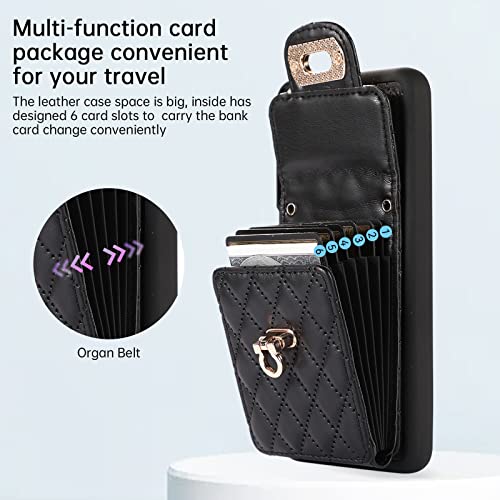 Phone Case for Samsung Galaxy S20 FE 5G 6.5 inch Wallet Cover with Card Holder Shoulder Crossbody Strap Long Lanyard Leather Cell S 20 EF UW S20FE5G S20FE 20S S2O Fan Edition 4G G5 Women Girls Black