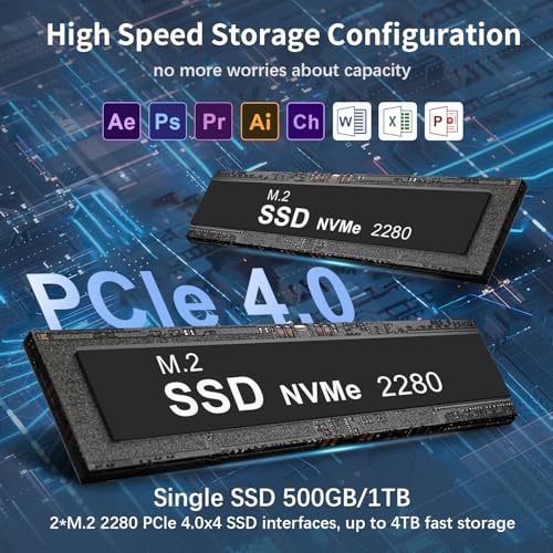 Beelink EQI12 Mini PC,Intel 12th Gen Core i3-1220P (10C/12T,up to 4.4GHz),Mini Computer with 16GB DDR4 RAM 500GB M.2 2280 PCle 4.0x4 SSD,4K Dual Screen Display/Dual LAN/WiFi6/BT5.2/USB3.0