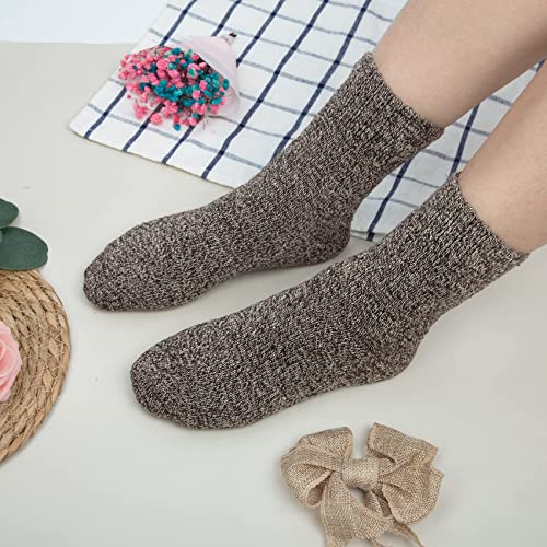 Loritta Womens Vintage Style Thick Wool Cozy Crew Socks, One size, 5 colors (Pure Color)