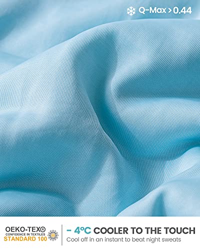Topblan Cooling Comforter Queen Size, Lightweight Summer Blanket for Menopause Night Sweats, Breathable Soft Cooling Blanket for All Season Use, Machine Washable, 90"x90", Blue