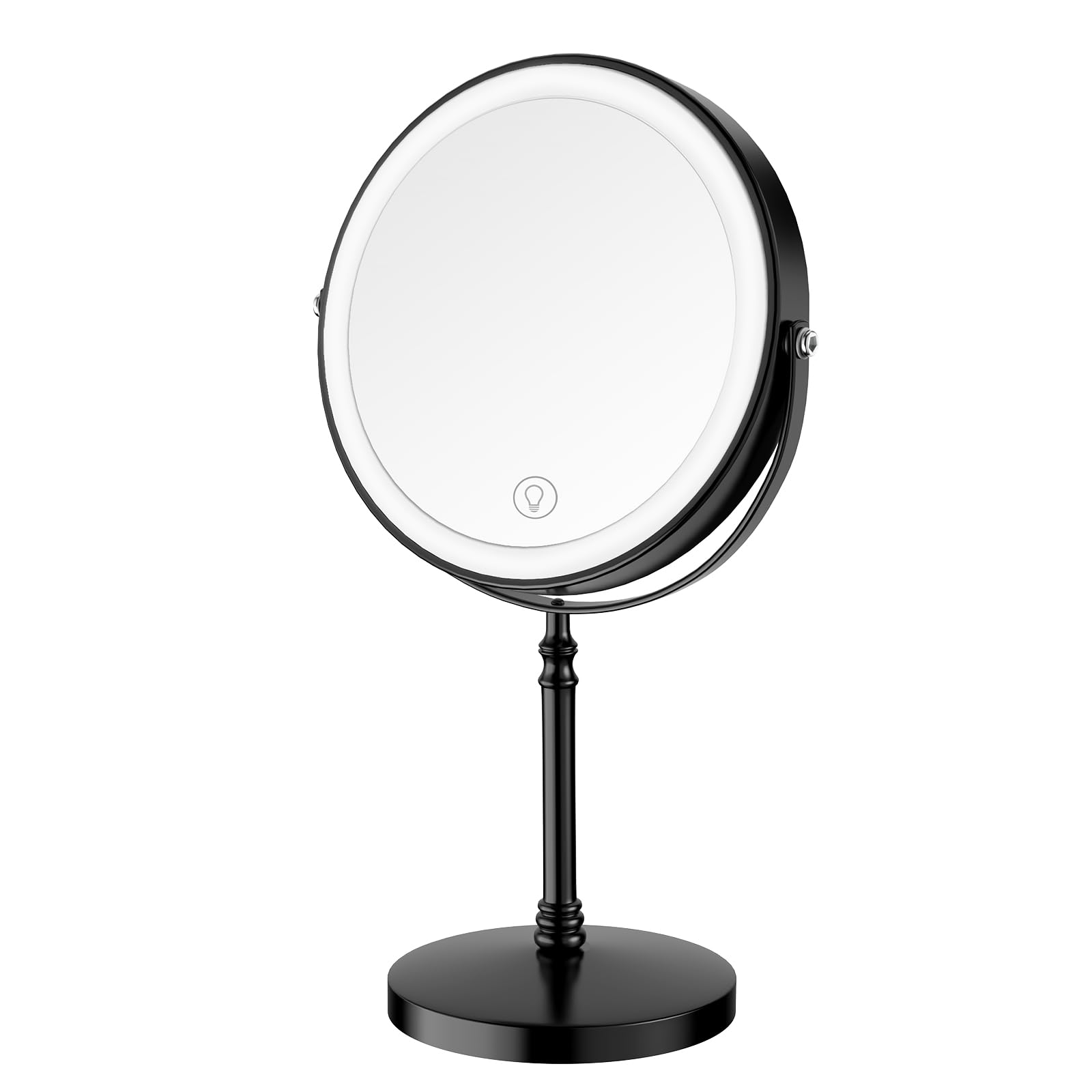 Lighted Makeup Mirror, 3000 mAh Rechargeable Double Sided Magnifying Mirror with 3 Colors, 1x/10x 360° Rotation Vanity Mirror, Brightness Adjustable Magnification Cosmetic Light up Mirror, Women Gift