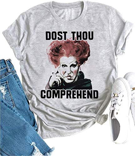 Tuwbue Its Just A Bunch of Hocus Pocus Shirt Funny Halloween Shirts for Women (M, White1)