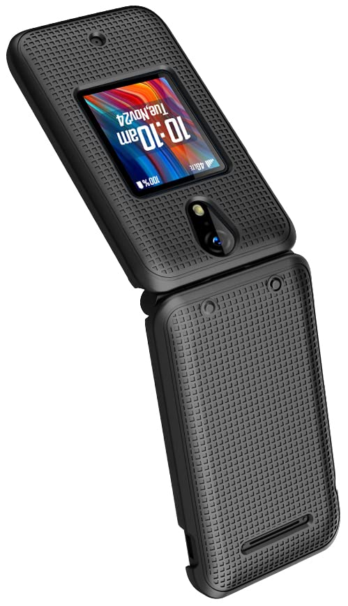 Nakedcellphone Case for Schok Flip 2022 Phone, Slim Hard Shell Protector Cover with Grid Texture for T-Mobile/Boost/Metro SC3218B SC3218T - Black