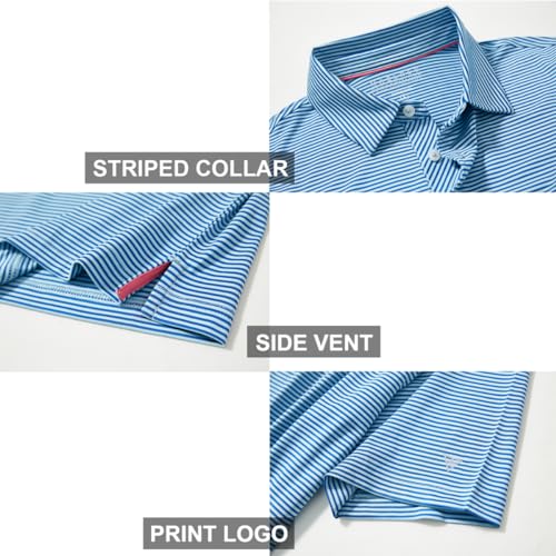 Golf Shirts for Men Dry Fit Short Sleeve Print Performance Moisture Wicking Polo Shirt Herringbone