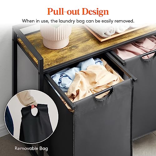 Lifewit Laundry Hamper 4 Section, 168L Pull out Laundry Clothes Basket Organizer with Large Top Shelf and 4 Removable Bags and Handles, Laundry Sorter for Laundry Room Bedroom Bathroom Dorm, Black