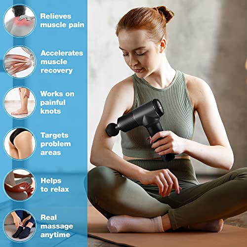 Turonic GM5 Handheld Massage Gun - Deep Tissue Percussion Massager for Muscle Relaxation, 5 Speeds, 7 Heads, Easy-To-Use, Quiet and Powerful for Athletes. Personal Use, Shoulder, Leg, Foot, Back, Body
