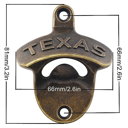 Luwanburg TEXAS Bottle Opener Wall Mounted Beer Cap Opener Vintage, Soda Bottle Top Opener Post Mounted Antique Bronze (Pack of 3)