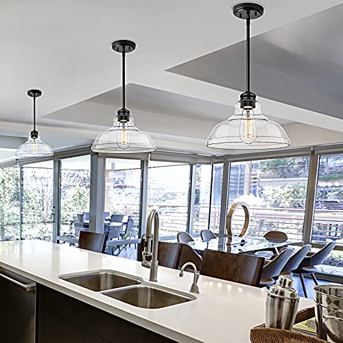 Maleoi Kitchen Island Pendant Lighting, Industrial Pendant Hanging Light, Ceiling Hanging Lighting Fixture for Kitchen Island Dining Table Hallway Restaurant (Black, 1 Pack)