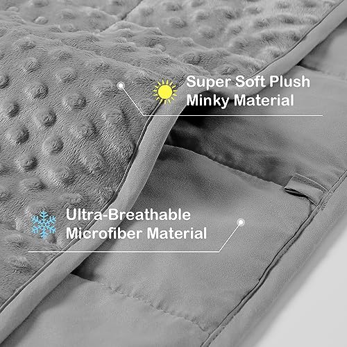 Sivio Weighted Lap Blanket for Kids, Minky Dots Children Weighted Blanket,Soft and Cozy Cooling Heavy Blanket for Sleeping, Calm and Nap, School and Home,2lbs 20 x 30inches, Grey