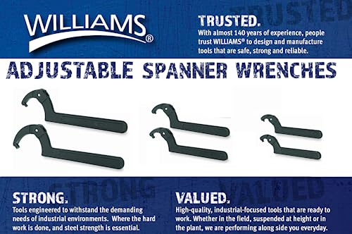Williams JHW474B Adjustable Hook Spanner Wrench with Span Diameter of 6-1/8 to 8-3/4-Inch, Ideal for Adjusting Collars, Lock Nut Rings, and Bearings