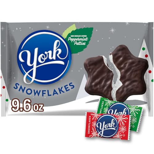 YORK Dark Chocolate Peppermint Patties Snowflakes, Christmas Candy Bag, 9.6 oz