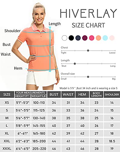 Hiverlay Women Golf Shirts Long Sleeve Polo Shirts for Women UPF 50+ Lightweight Quick-Dry Collared Tennis Daily Shirts Work Tops White s