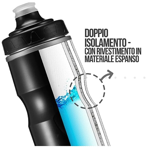 PRO BIKE TOOL Insulated Bike Water Bottle -Bonus Sports Carry Loop - For All Physical Activities & Cycling-Keep Your Drinks Cooler, Longer - 680ml 24oz