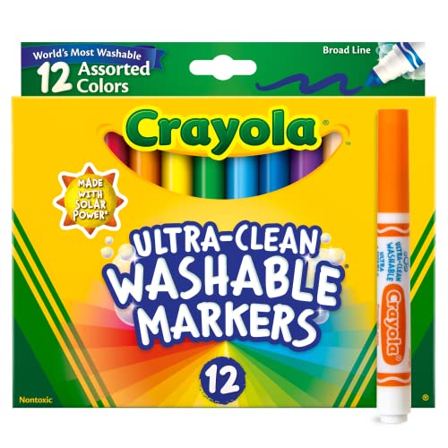 Crayola Broad Line Markers (12ct), Washable Markers for Kids, Classroom Supplies for Teachers, Kids Back to School Supplies, 3+