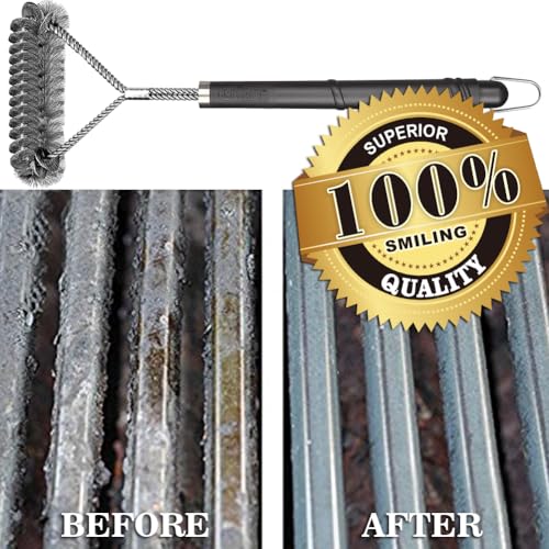 GRILLART Grill Brush Bristle Free & Wire Combined BBQ Brush - Safe & Efficient Grill Cleaning Brush- 18" Grill Cleaner Brush for Gas/Porcelain/Charbroil Grates - BBQ Accessories Gifts for Men