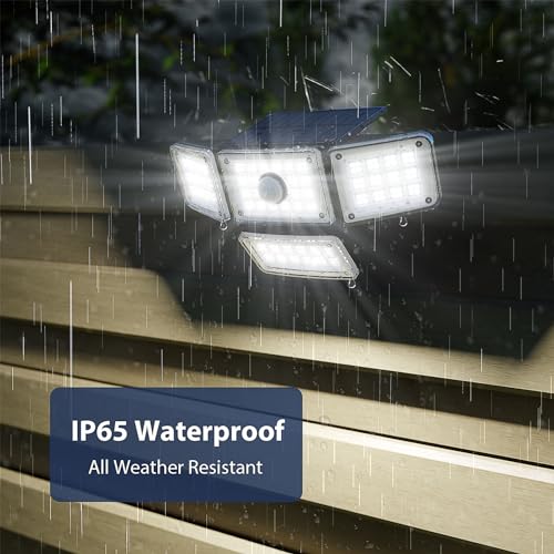 iMaihom Solar Outdoor Lights, 3000LM Solar Motion Sensor Lights, 224 LED 4 Adjustable Heads Solar Powered Security Flood Lights with Remote Control IP65 Waterproof for Wall Outside Yard, 1 Pack