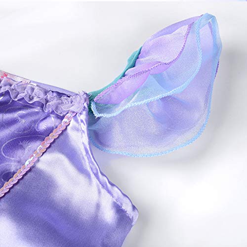 JerrisApparel Girls Princess Mermaid Costume Cosplay Party Dress (2T, Purple with Accessories)