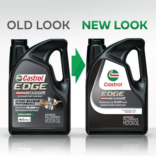 Castrol Edge High Mileage 10W-30 Advanced Full Synthetic Motor Oil, 5 Quarts