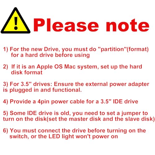 EYOOLD USB 3.0 to SATA IDE Adapter, Hard Drive Reader External Ultra Recovery Converter Compatible with 2.5" 3.5" HDD, SSD,5.25-inch DVD/CD-ROM Optical Drive Data Transfer with Power Supply