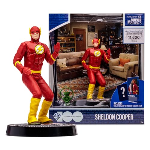 McFarlane Toys - WB 100: Sheldon Cooper (The Big Bang Theory) Movie Maniacs, 6in Posed Figure