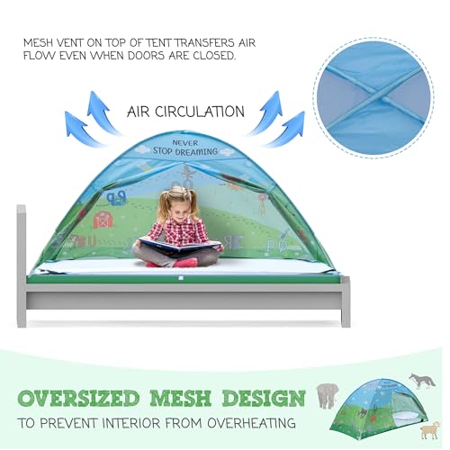 Animal Twin Bed Tent for Kids Indoor Fort - Magical Dream Tents for Boys Pop Up Toddler Bed Canopy for Girls Bunk Bed Tent for Top Bunk - Sensory Sleep Pod for Kids Educational
