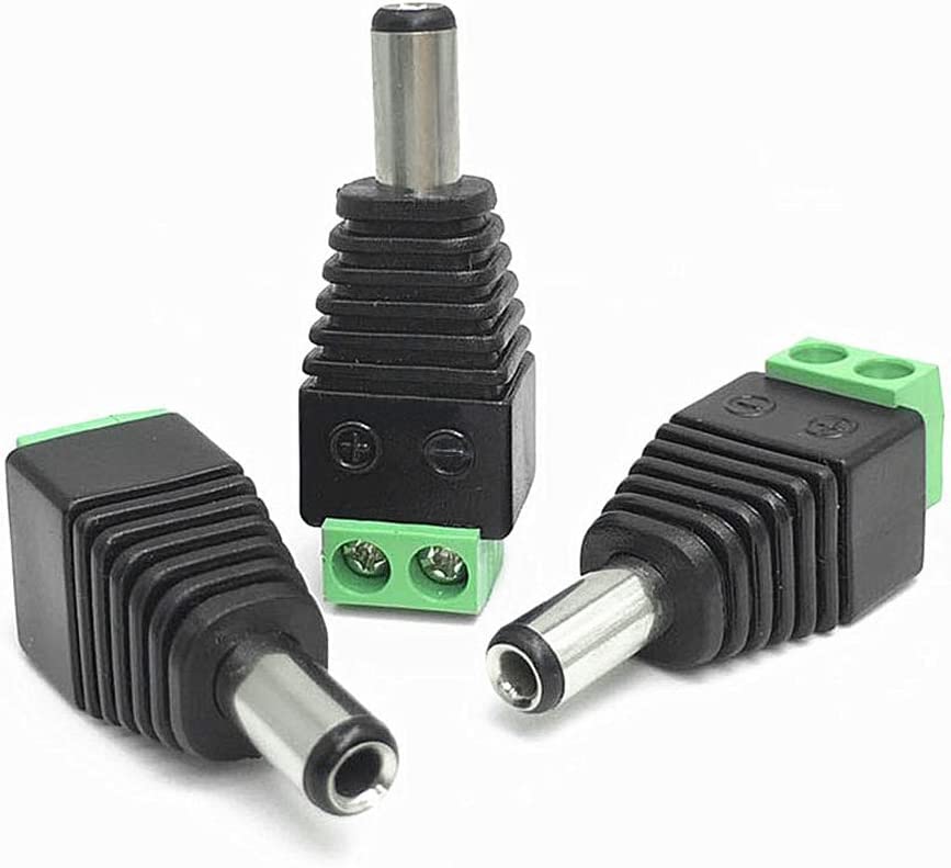 CRIVERS 20Pc Male and 20Pc Female 2.1x5.5mm DC Power Cable Jack Adapter Connector Plug Led Strip CCTV Camera Use 12V+20Pc Coaxial Camera Vedio BNC Male Balun Connector for Coax CAT5 to CCTV(60 Pc)