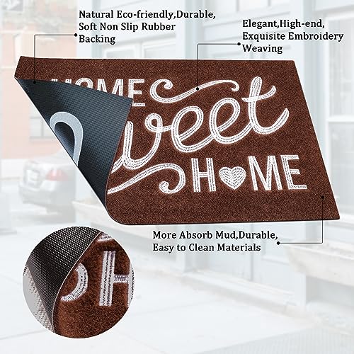 AAZZKANG Yellow Door Mat Outdoor Indoor Decorative Home Sweet Home Doormat with Non Slip Rubber Backing Ultra Absorb Mud Easy to Clean Entryway Mats