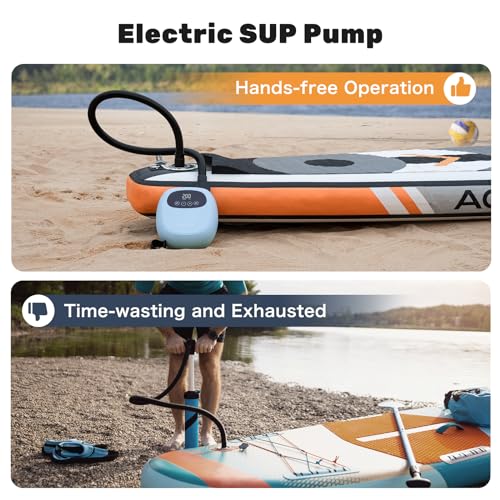 dwndpump Electric Paddle Board Pump, Rechargeable 20 PSI SUP Pump, Dual-Stage Inflation and Deflation Sup Air Pump, Portable Electric Pump for Kayaks, Wind Wings, SUPs (Green)