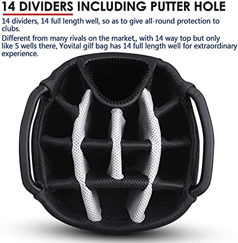 LIVSINGOLF 14 Way Golf Cart Bag for Push Bag Classy Design Full Length with Cooler, Rain Hood, Putter Well (Black)