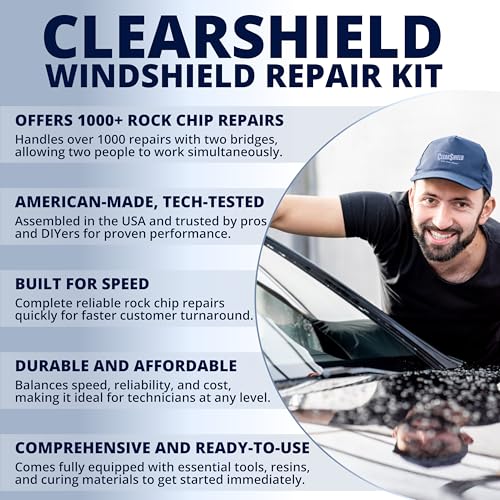 Clearshield Windshield Repair Kit - Window Rock Chip Repair Kit - Cracked Windshield Repair Kit - Auto Glass Repair Kit for 1000+ Repairs