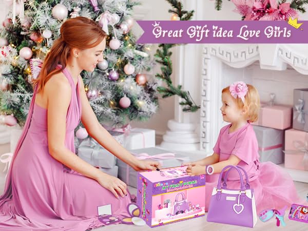 Officygnet Girls Toys for 3 4 5 6 7 8 Year Old - Princess Pretend Play Purse Toys for Little Girls, Toddler Purse with Accessories, Kids Toy Purse Birthday for Girls Ages 2-4 3-5 4-5 6-8 (Purple)