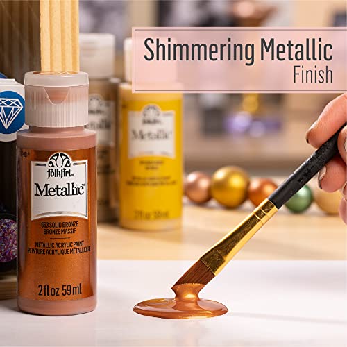 FolkArt Metallic Acrylic Craft Paint, Shimmering Steel 2 fl oz Premium Metallic Finish Paint, Perfect For Easy To Apply DIY Arts And Crafts, 36223